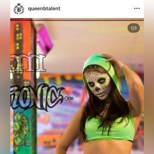 Neon UV Rave Hoodie Swimsuit Top